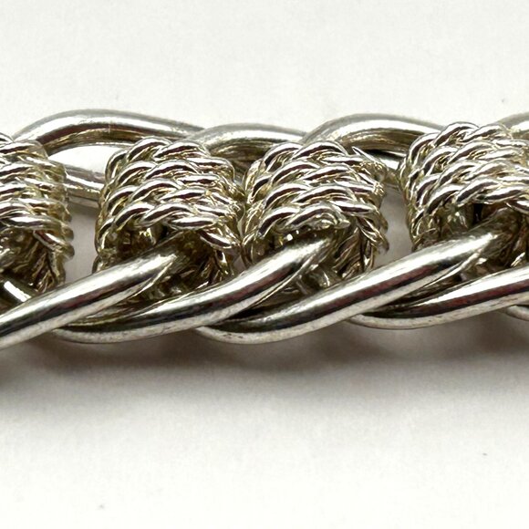 Sterling Silver 925 Heavy Woven Mesh Curb Link Toggle Clasp 37g 7.75” - Picture 6 of 9